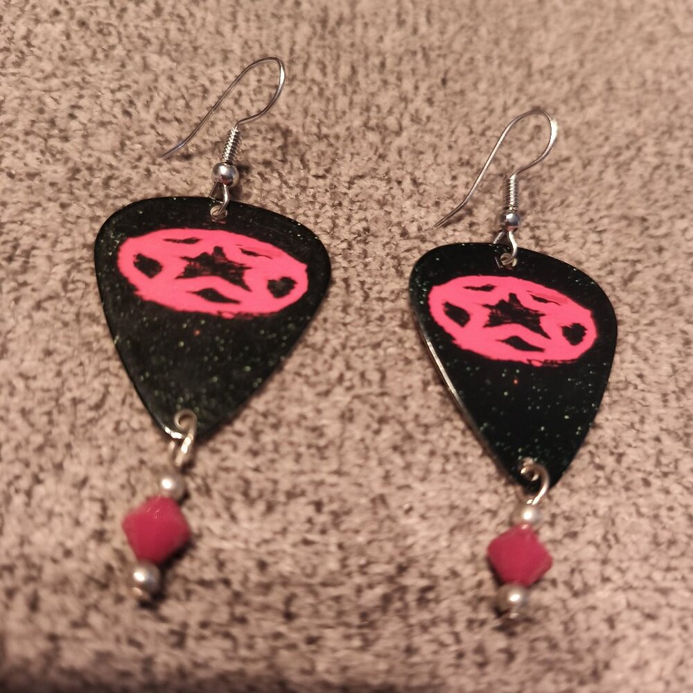 RUSH 1976 ALBUM GUITAR PICK EARRINGS